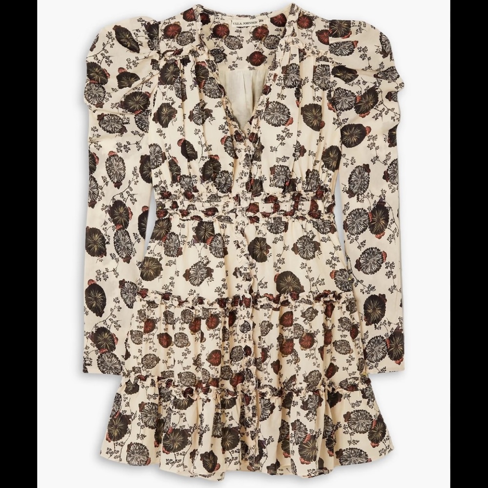 Ulla Johnson Cream and Black Floral Top